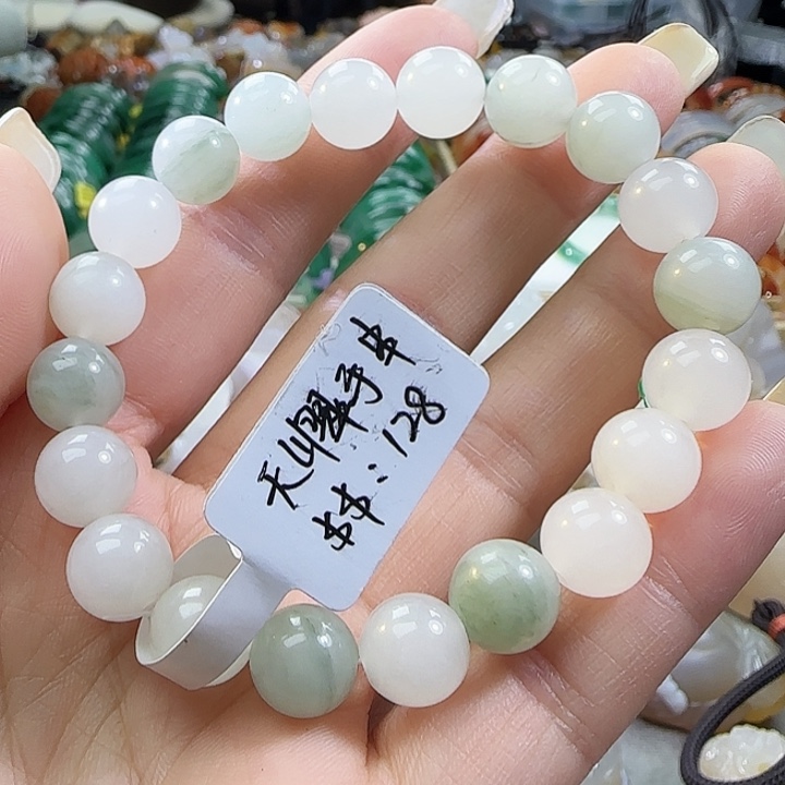 玛瑙/玉髓合金天山翠10mm手串