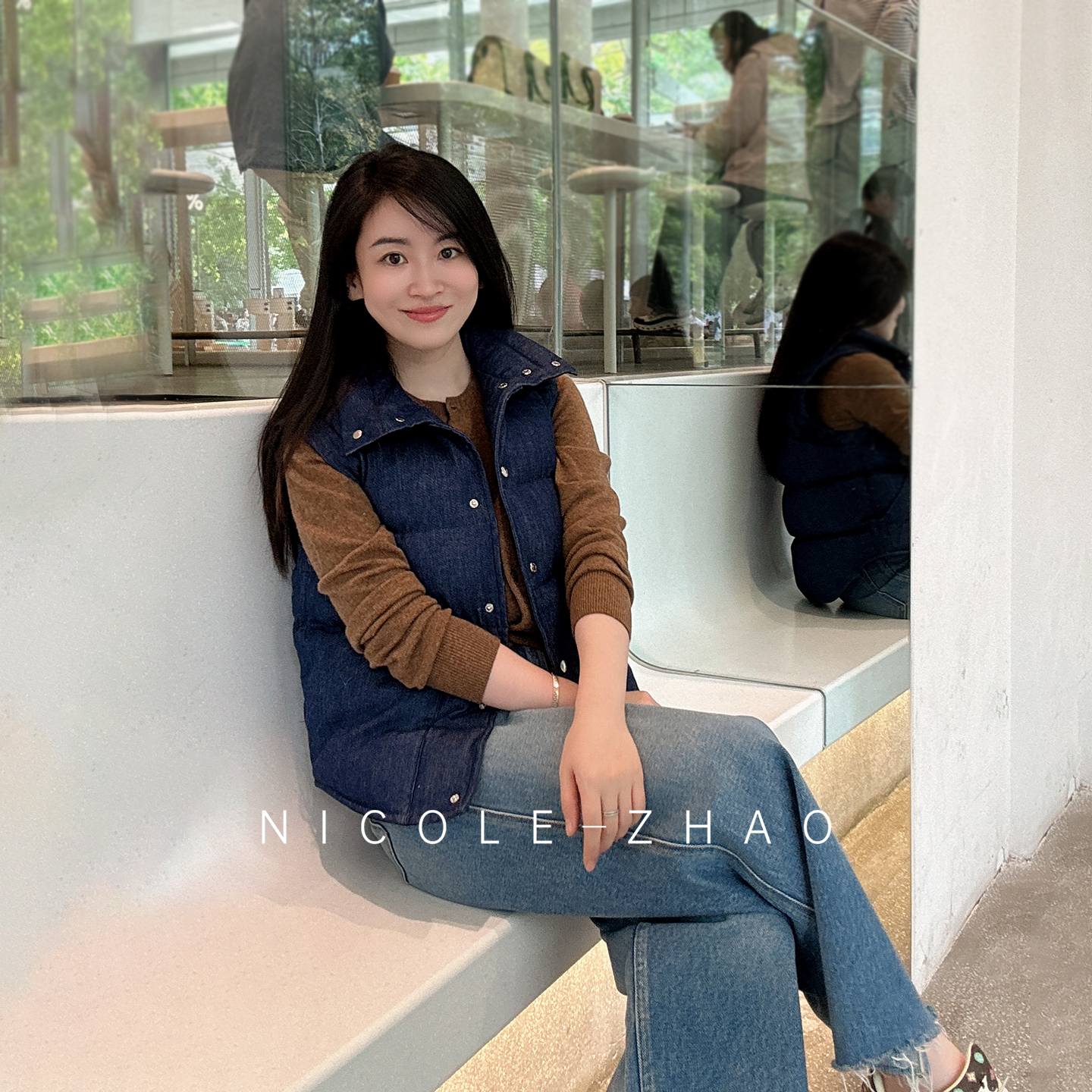 4NWJ012【贵姐NICOLE】设计师高端定制时尚气质保暖厚款牛仔马甲