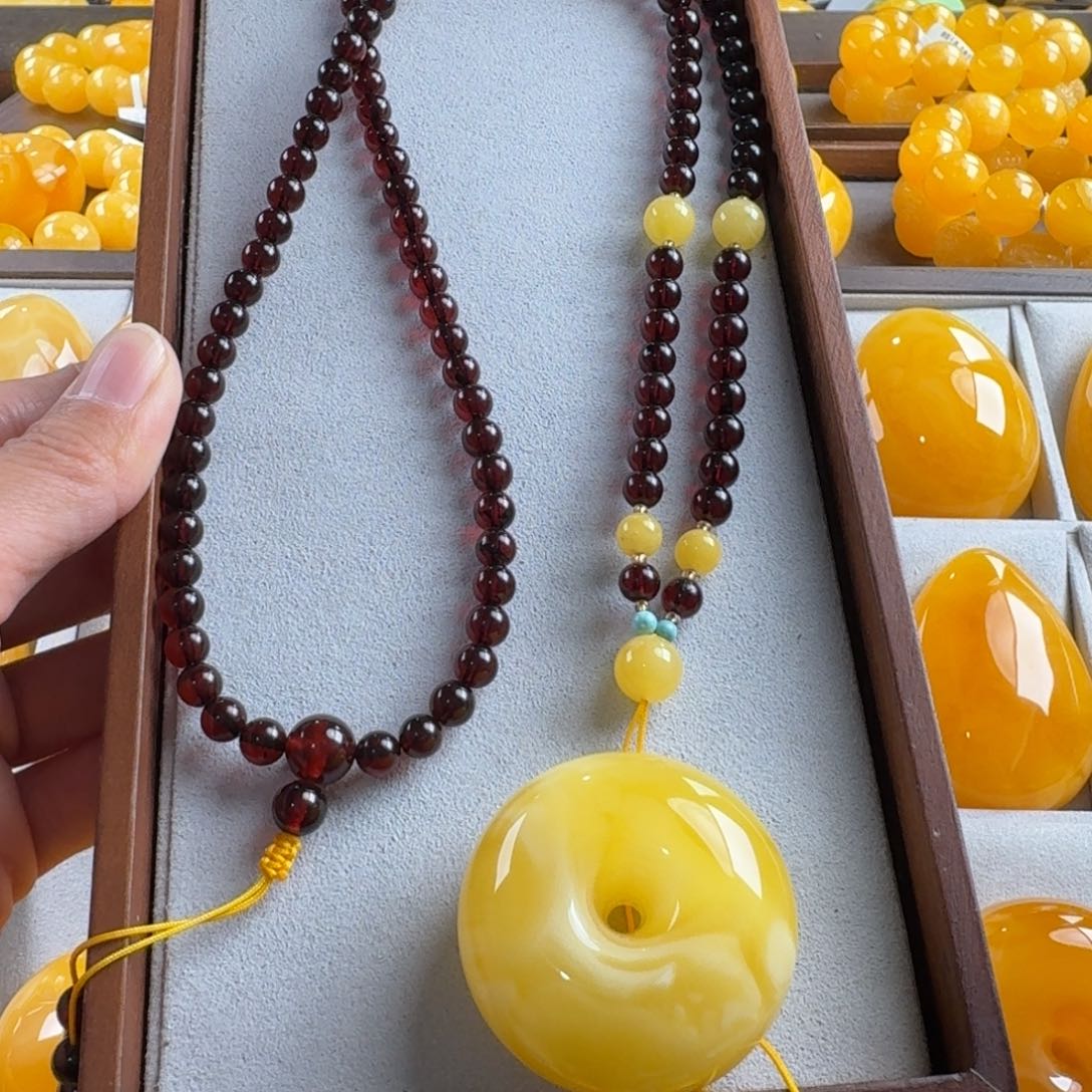 蜜蜡毛衣链未镶嵌钰*