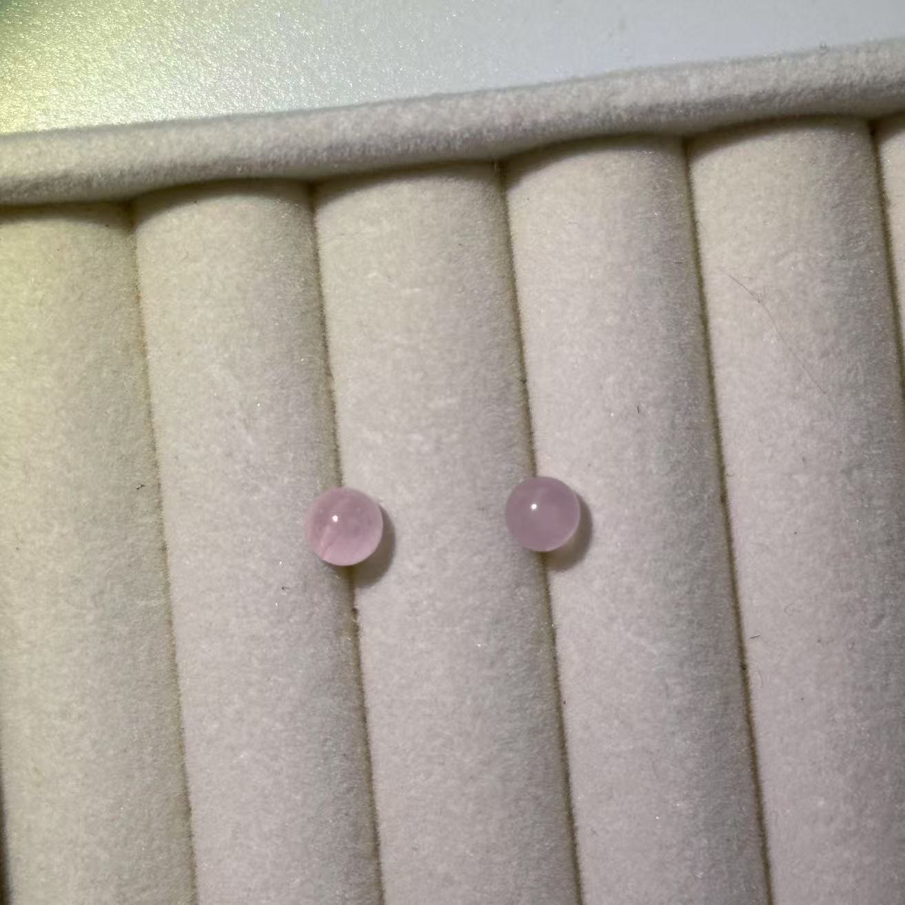 合金耳饰 粉晶耳钉【白竹珠宝】