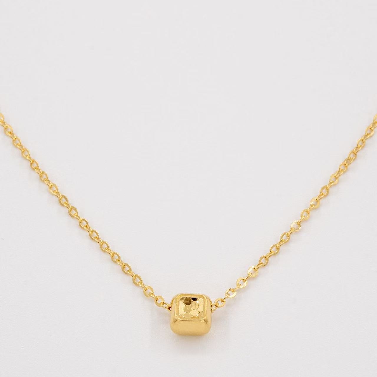 真真-Q【方块泡泡套链】足金999精工5G