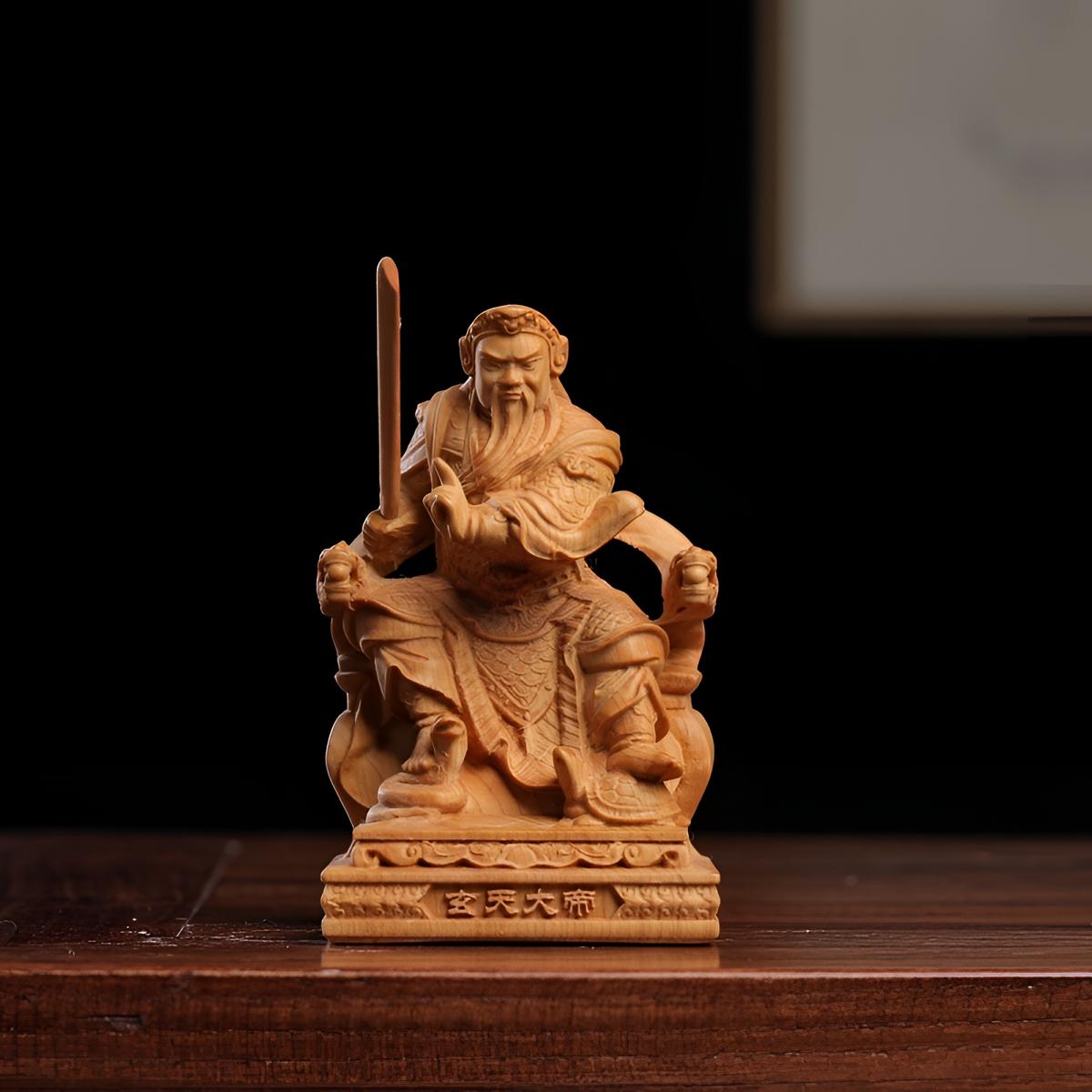 雕刻真武玄天大帝人物手工艺品摆件家居汽车装饰品家居装饰品高10