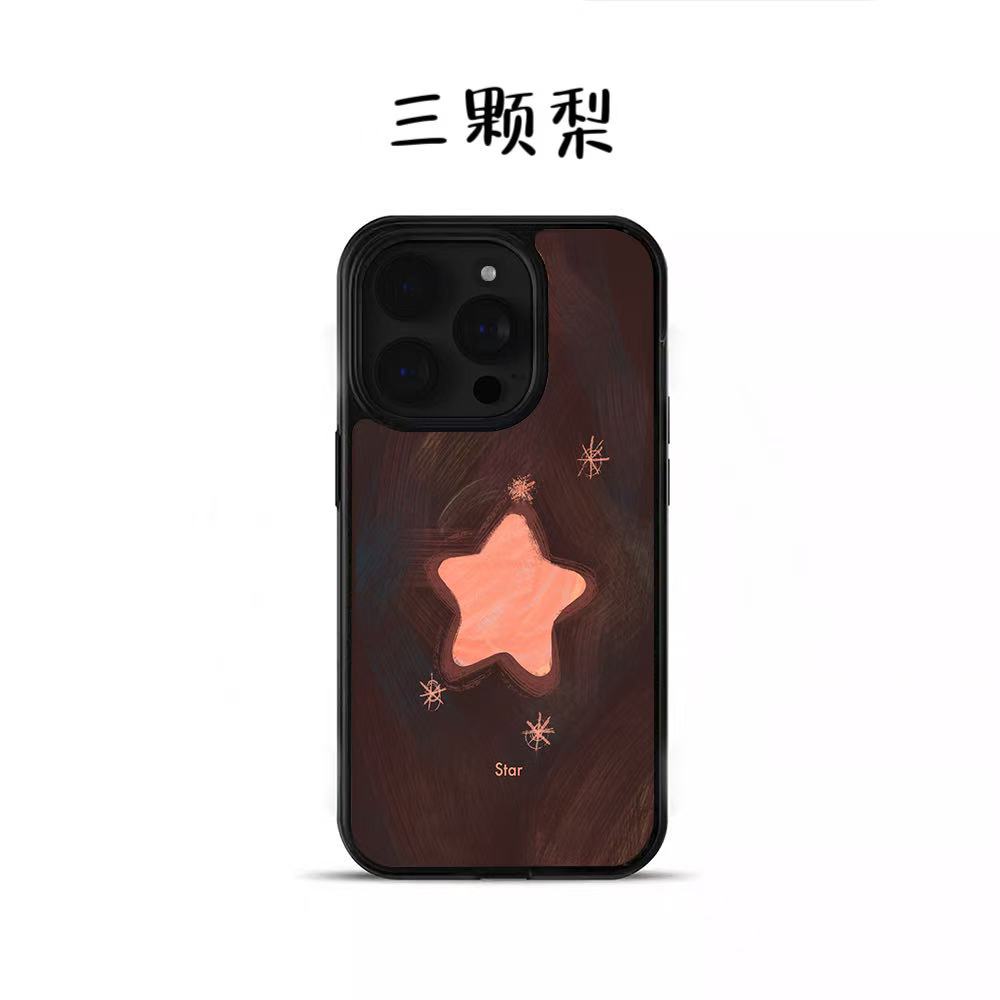 粉底星星适用于苹果华为小米17/16/15/14/13/12软边硬背手机壳