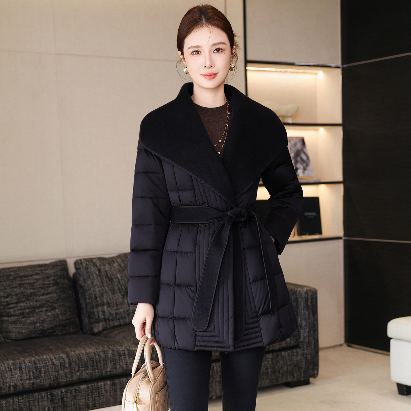 欧货高端品牌羽绒服女中长款2025冬季新品90白鸭绒专柜正品可拆卸