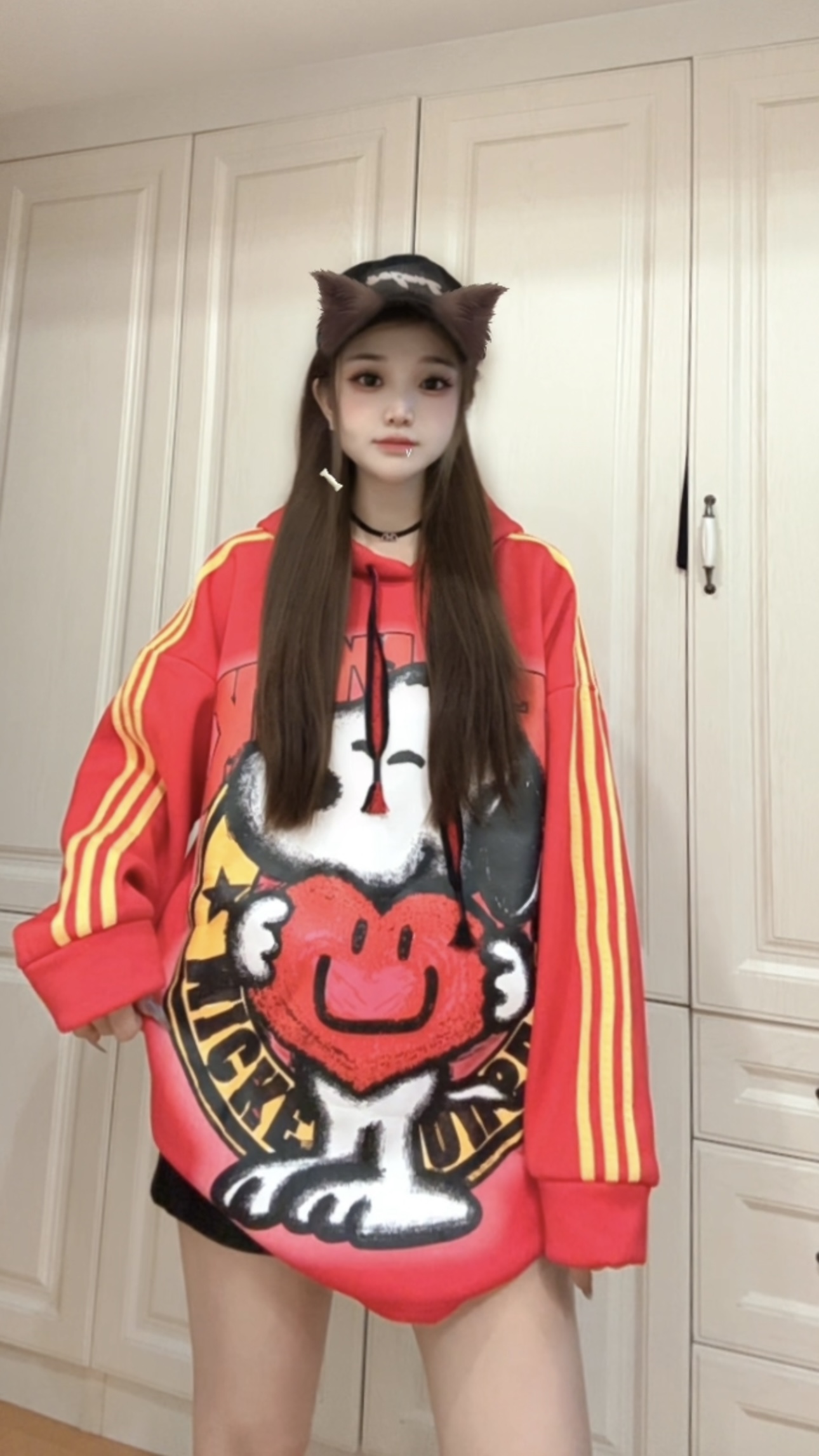 [479.480加绒连帽卫衣]爱心史努比卡通加绒连帽卫衣休闲宽松卫衣