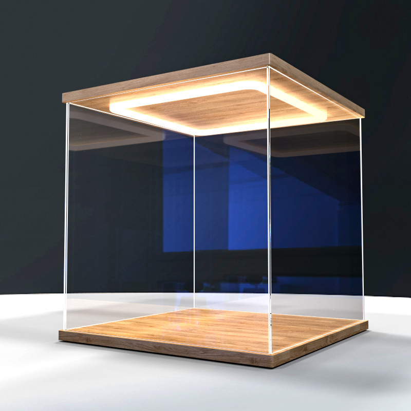 亚克力回型灯可开门展示盒原神手办盲盒收纳防尘盒15cm*10cm*15cm