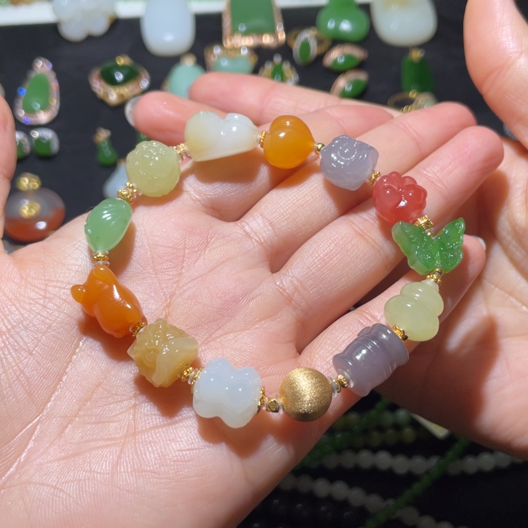 和田玉未镶嵌手链异形多宝手串