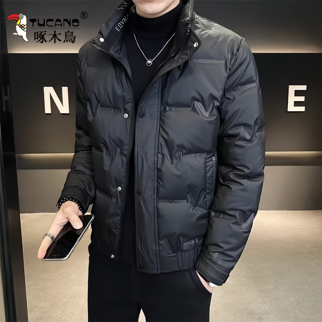 啄木鳥冬季新款休闲棉衣百搭立领防寒服男士时尚加厚保暖长袖棉服