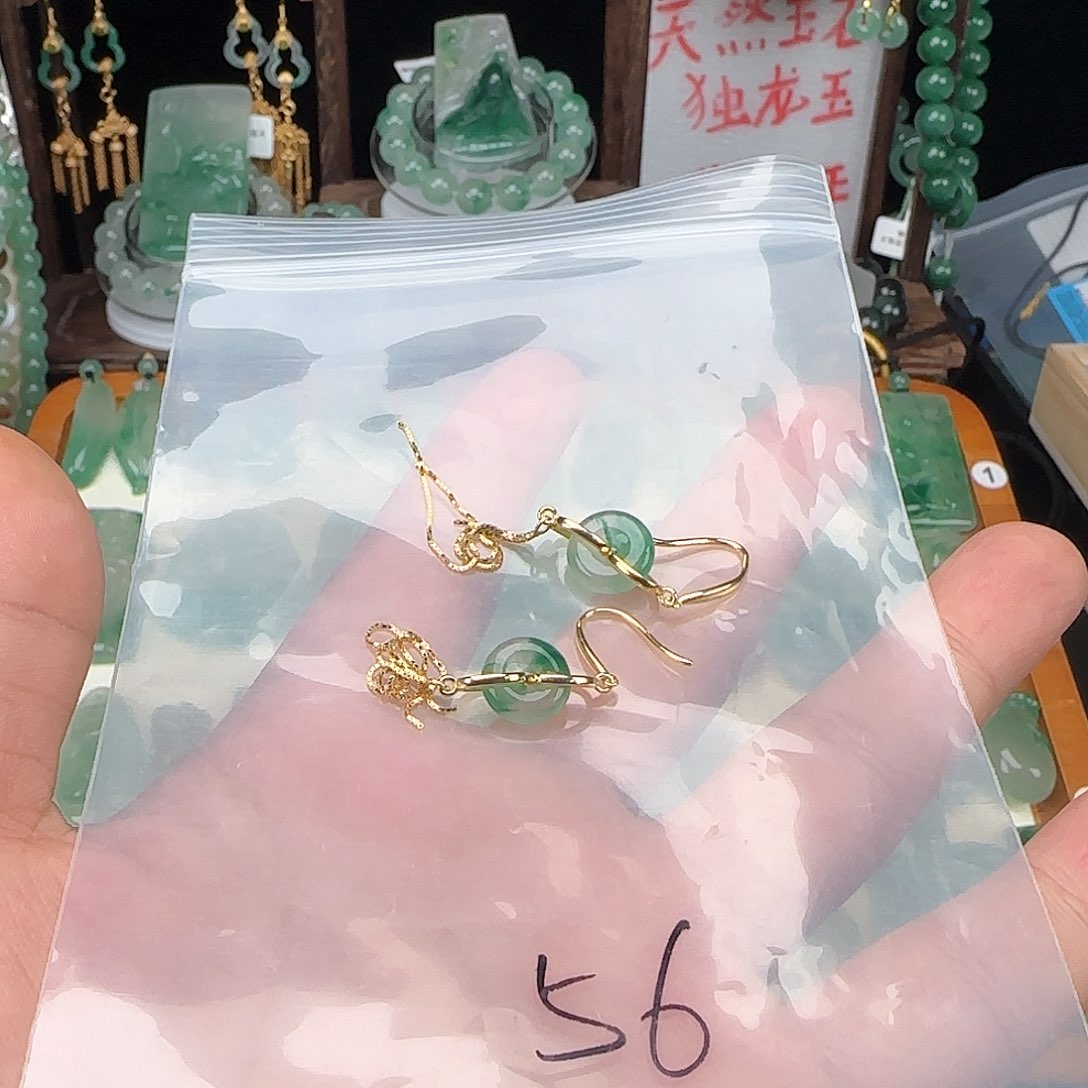 石英质玉耳钉银S925镶嵌滇**莊