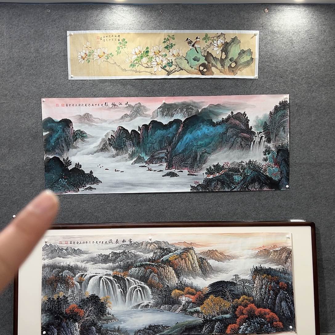 国画峡江帆影小六尺画芯