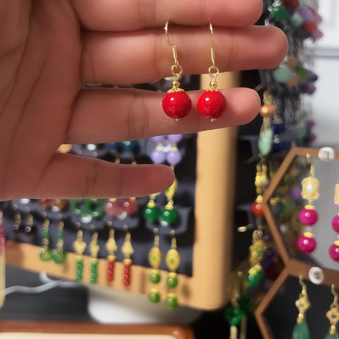 锆石纯铜925银耳饰