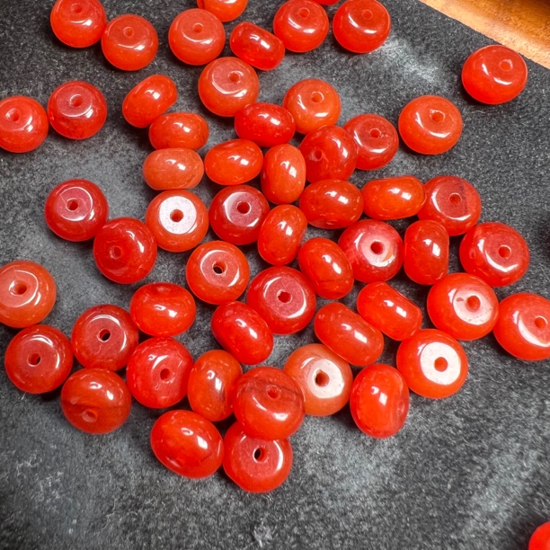 天然珠宝玉石玛瑙配珠冰红色隔珠8㎜/10颗直播选购多样性发其一