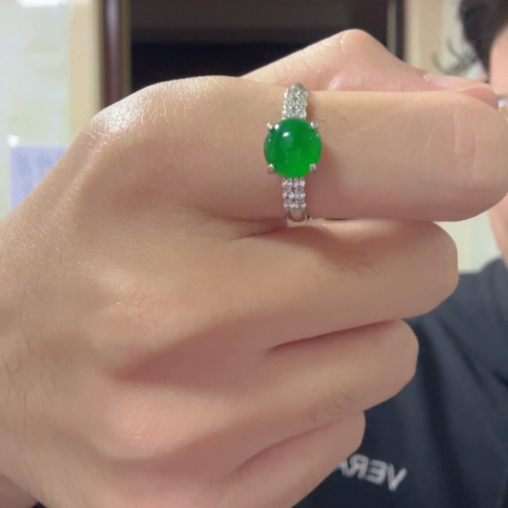 翡翠银S925镶嵌颈饰戒指