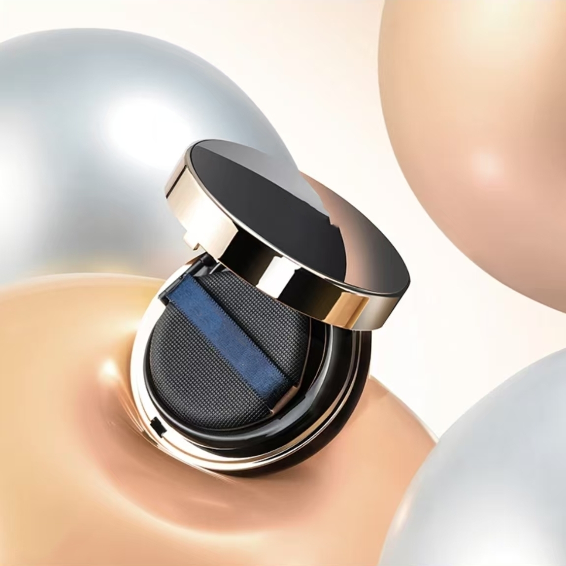 重组胶原蛋白抗皱气垫霜贵妇美颜黑金滋润臻颜无瑕无痕裸妆修颜
