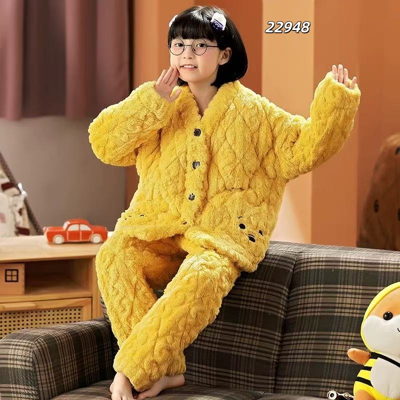 550-599 儿童睡衣女孩2025新款秋冬季加厚款三层夹棉珊瑚绒家居服