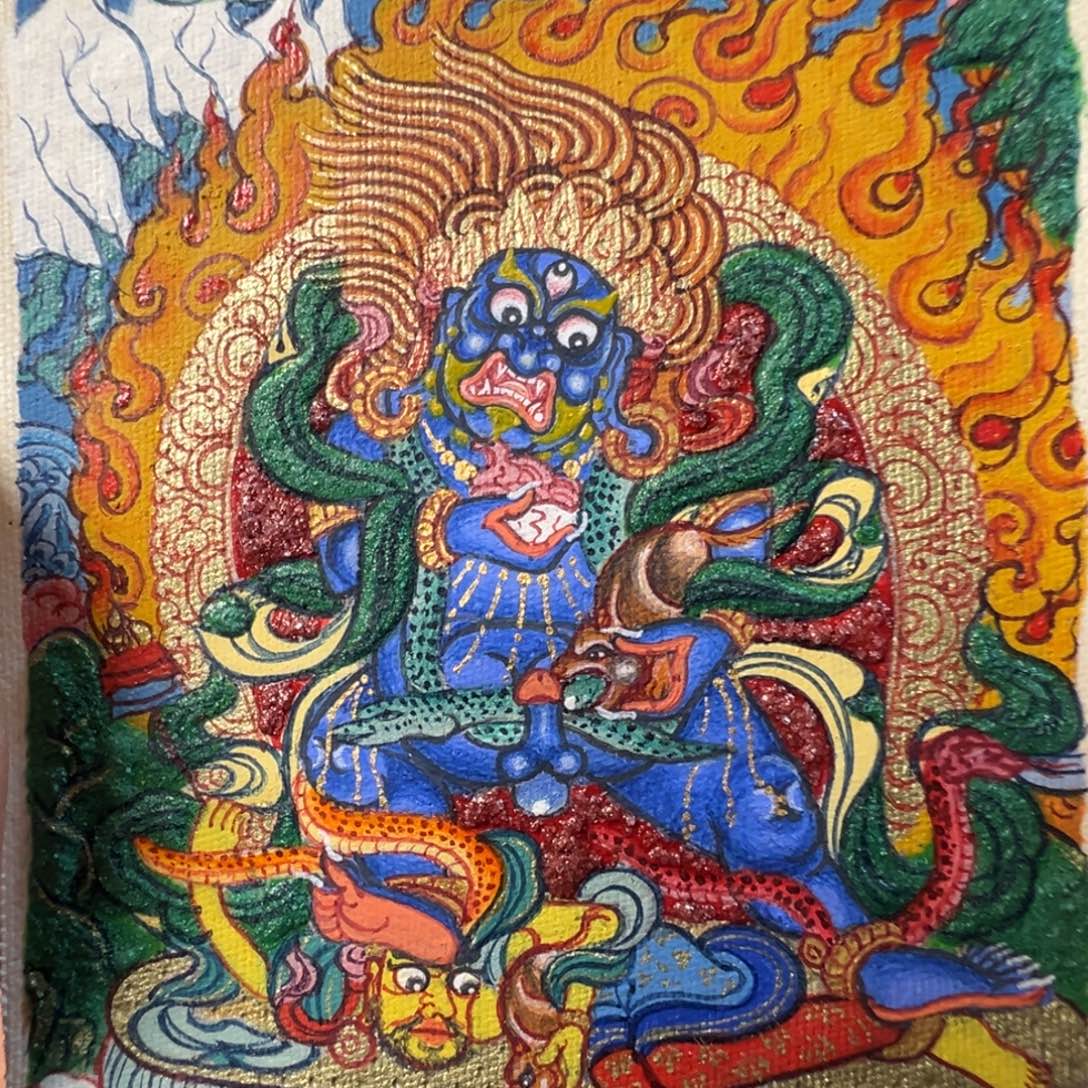 吊坠纯手绘唐卡黑财