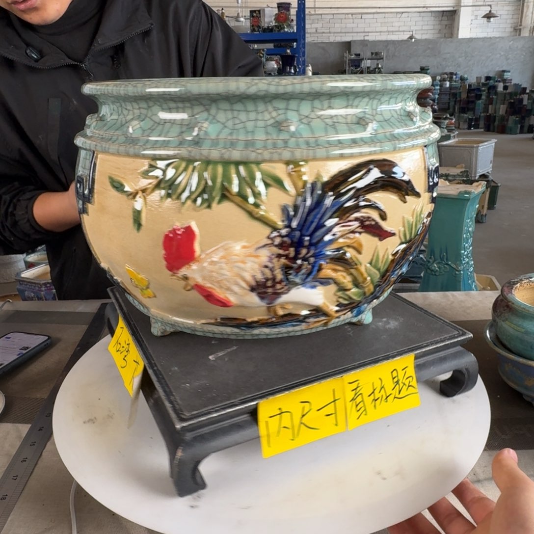 。一风堂石湾花盆 色差 盆口变形 内27*20