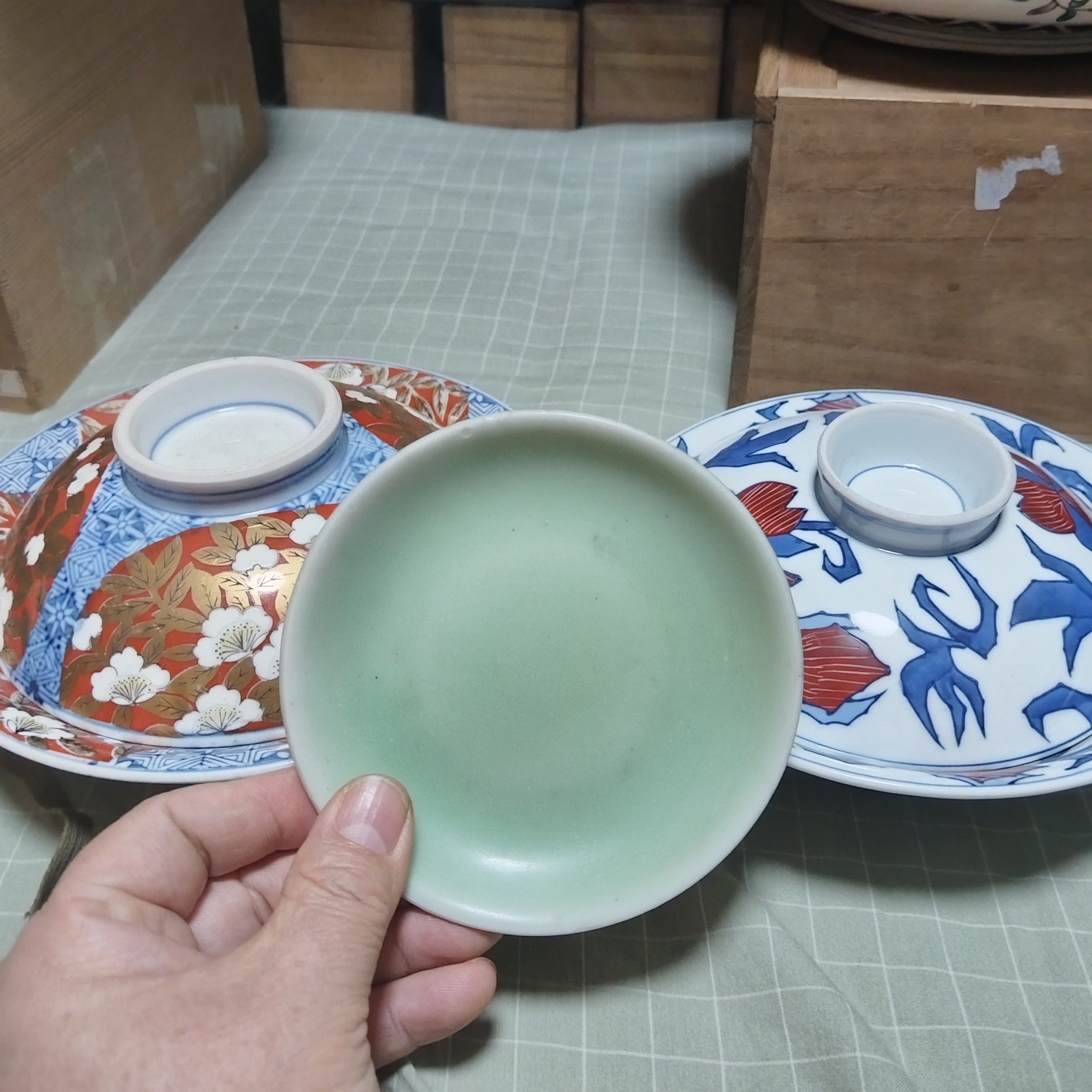 8.5英寸中式家用微瑕素面耀州窑高温瓷餐盘菜盘