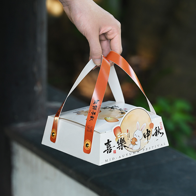 中秋月饼包装盒4/6粒80g手提礼盒礼品盒通用中式糕点蛋黄酥打包盒