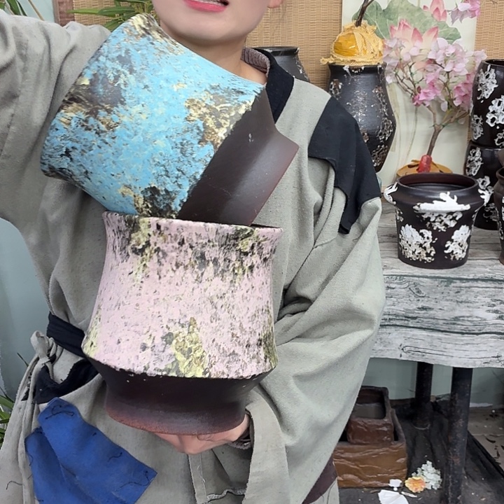 19×21 -粗陶花盆有孔-买买买