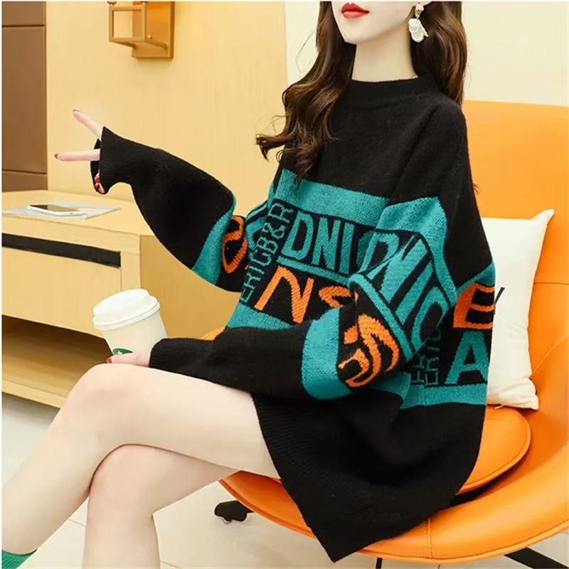 8110 M慵懒风毛衣女2025秋冬新款加厚减龄针织衫百搭显8222