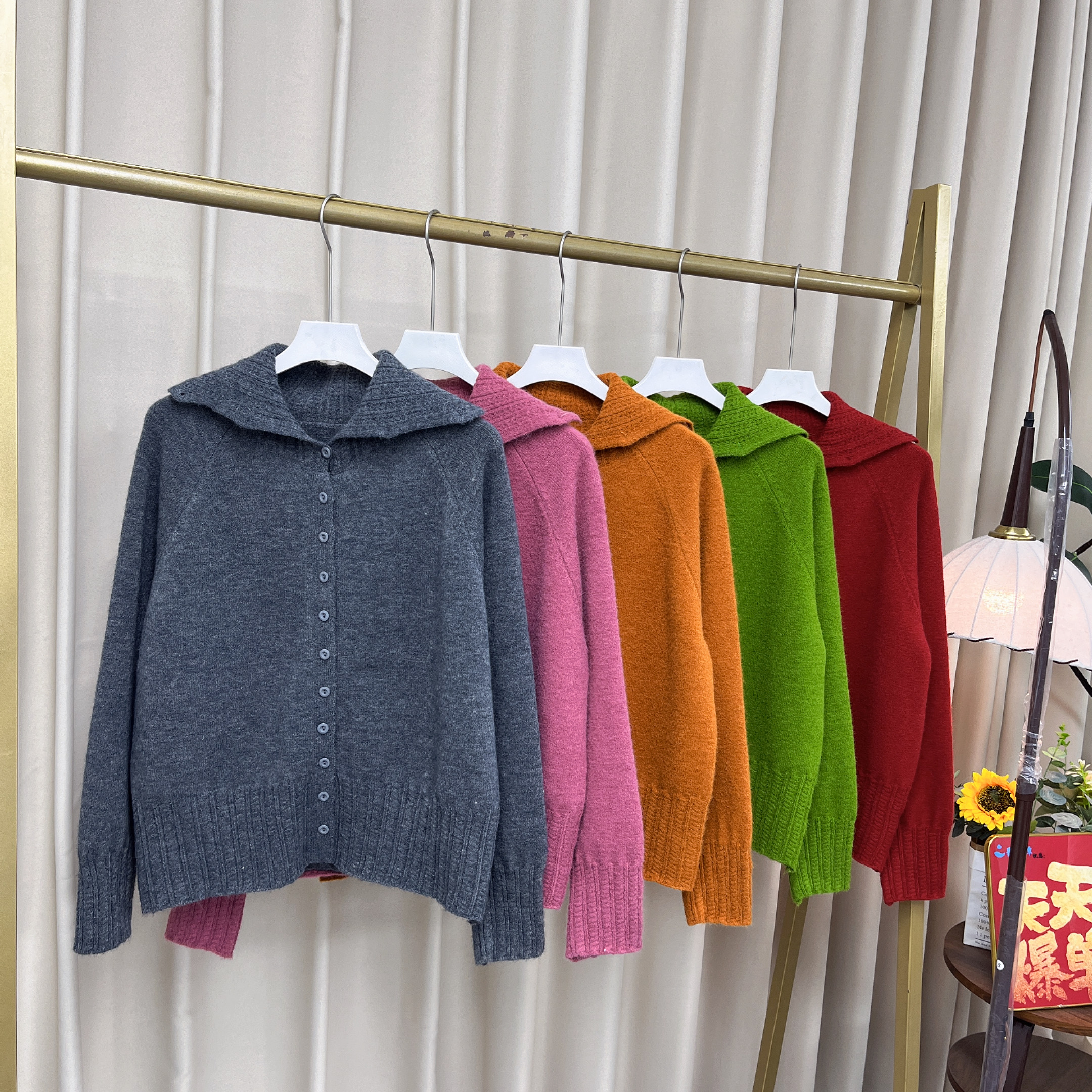 621女装毛衣针织时尚休闲慵懒风秋冬纯色毛衣