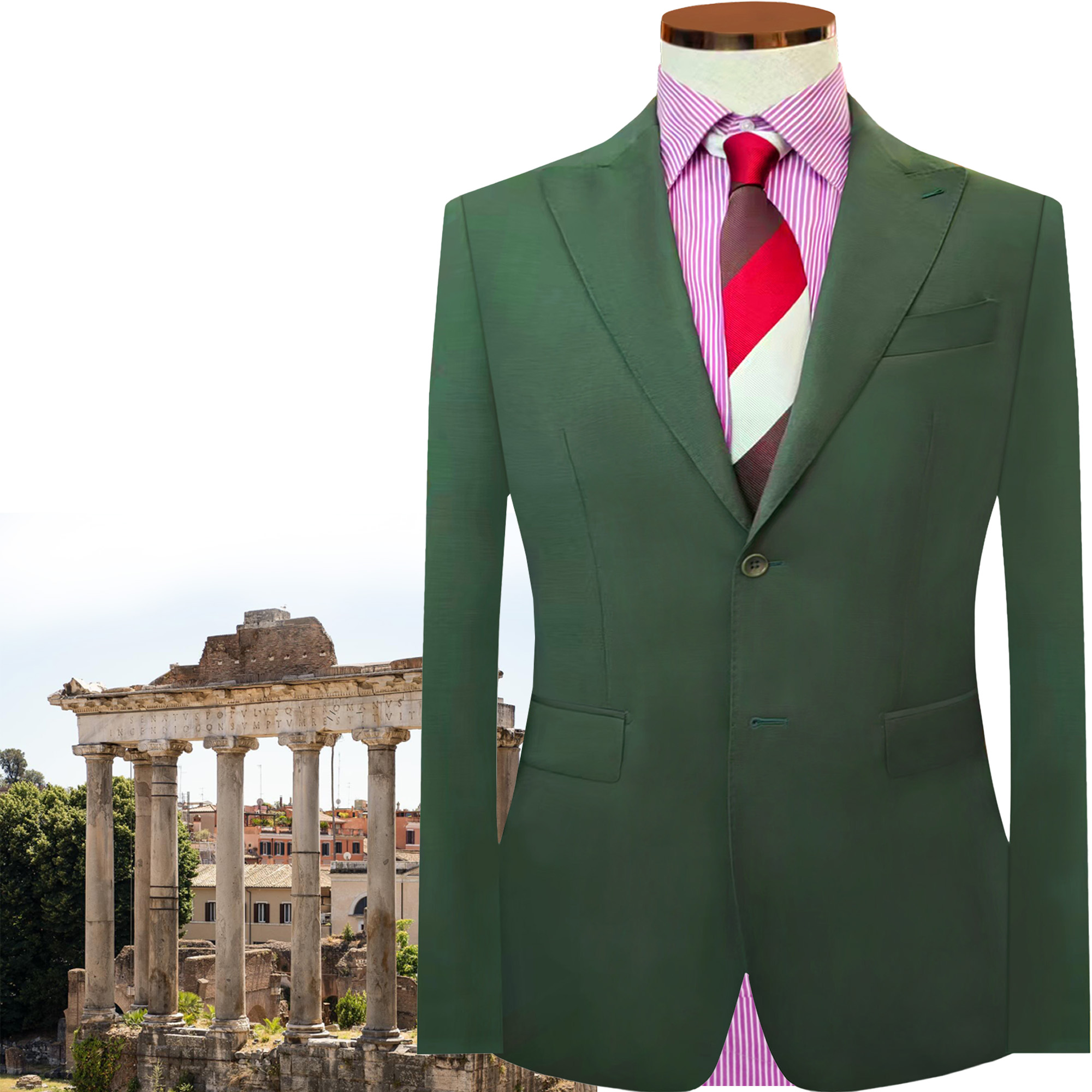 UDLY/优定良衣【单西】意大利纯羊毛军绿色通勤复古经典男士西服