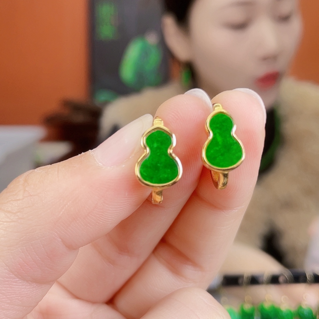 翡翠银S925镶嵌耳饰