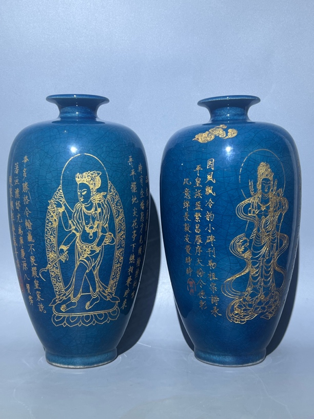 当代 柴窑赏瓶一对梅瓶