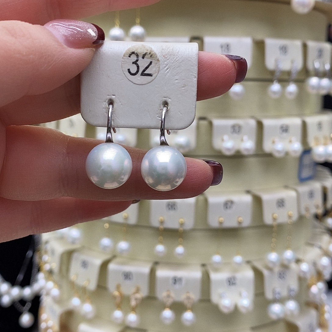 淡水珍珠耳饰银S925镶嵌