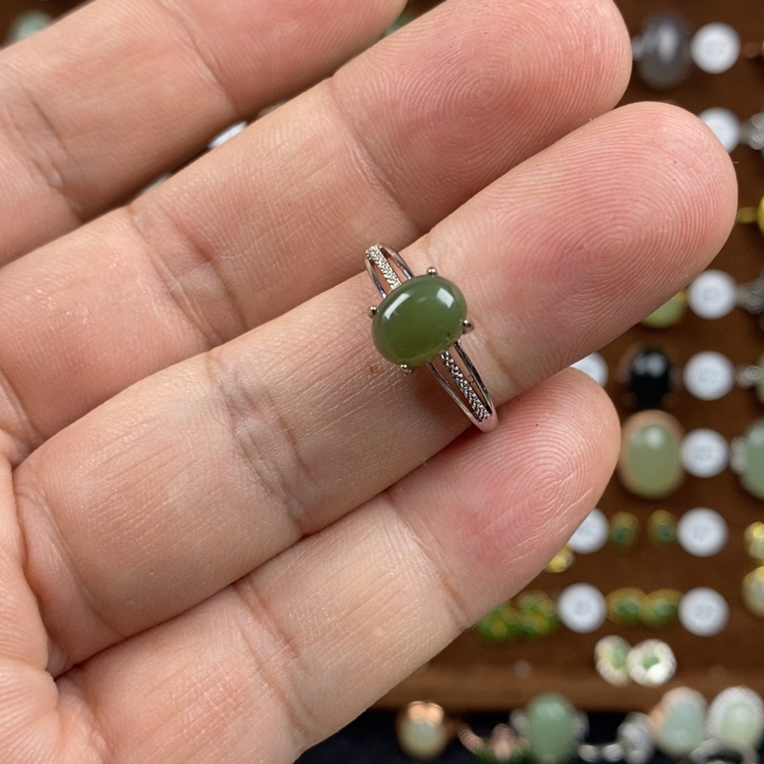 和田玉（青玉）戒指合金