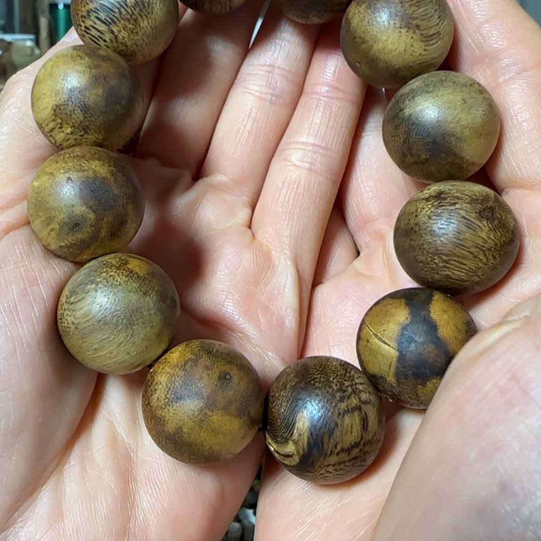 手串沉香绿奇楠沉香圆珠单圈手串2.0