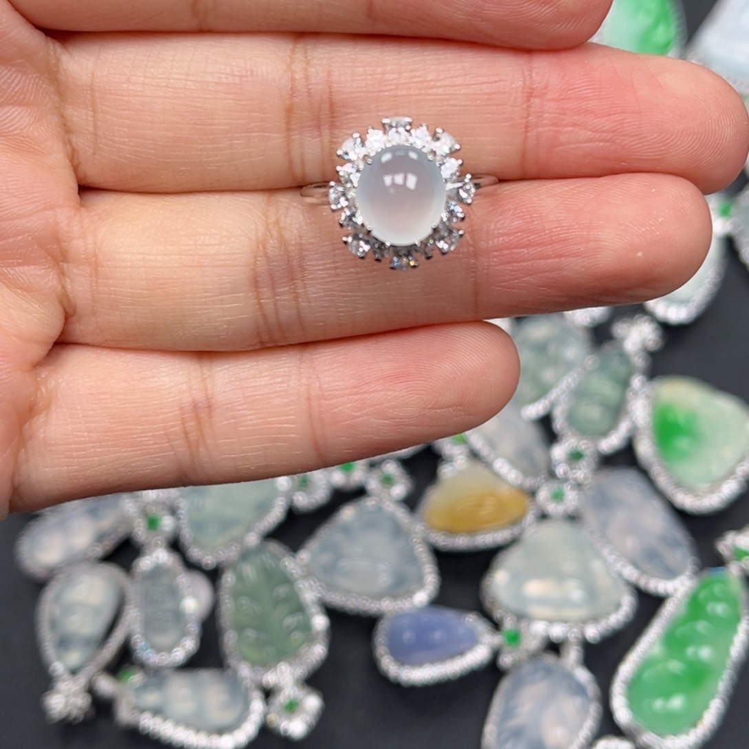 翡翠银S925镶嵌戒指