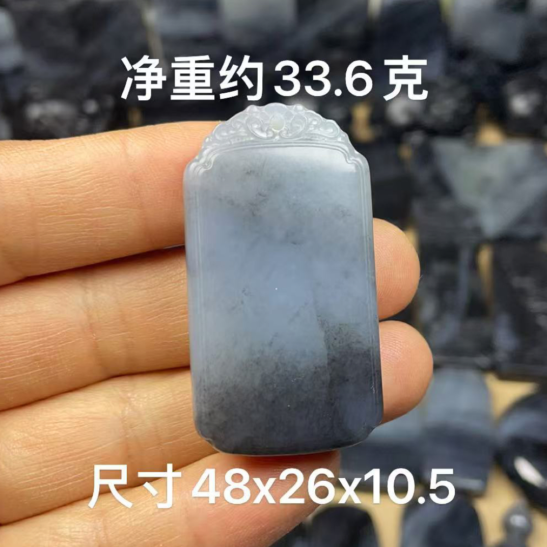 处理微绵见图片 天然和田玉籽 料青花意境平安无事牌吊坠挂件