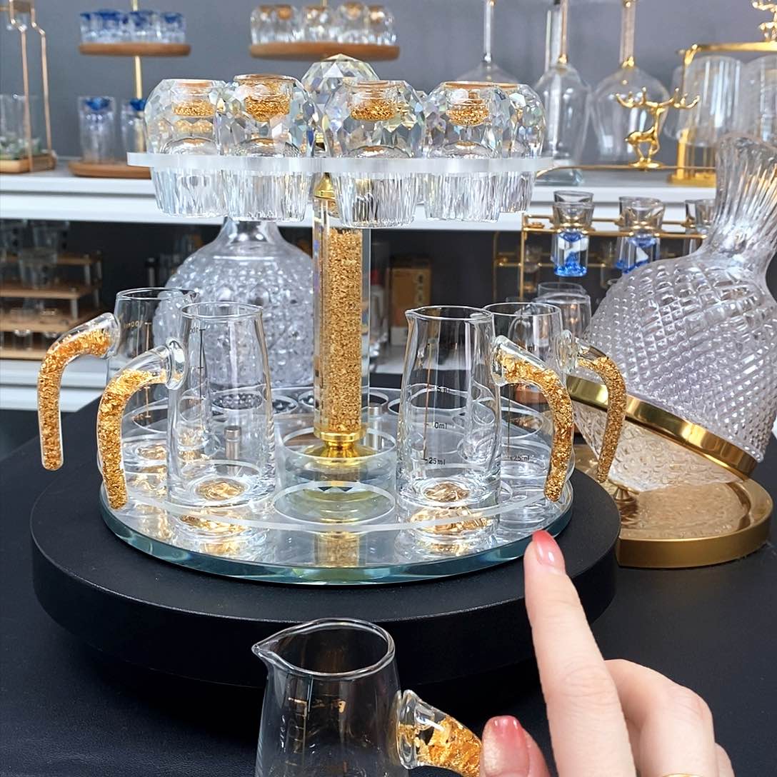 水晶玻璃酒杯套装金箔汾酒器