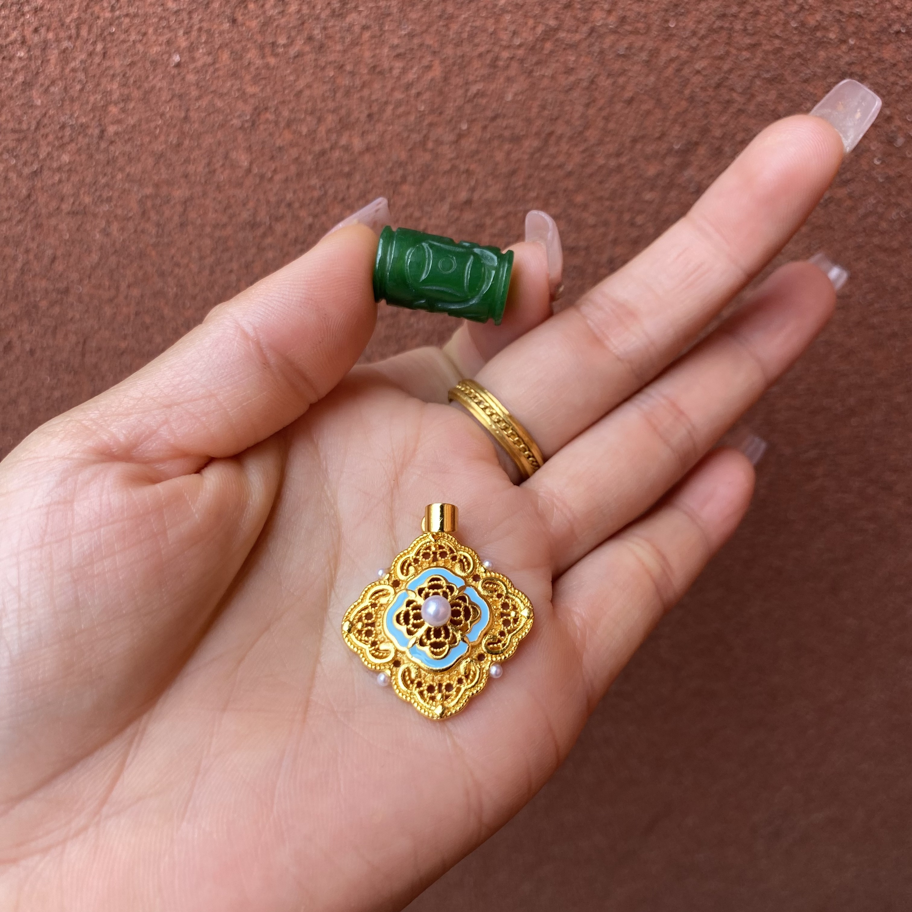 297菱形吊坠-玛瑙珠多样发一