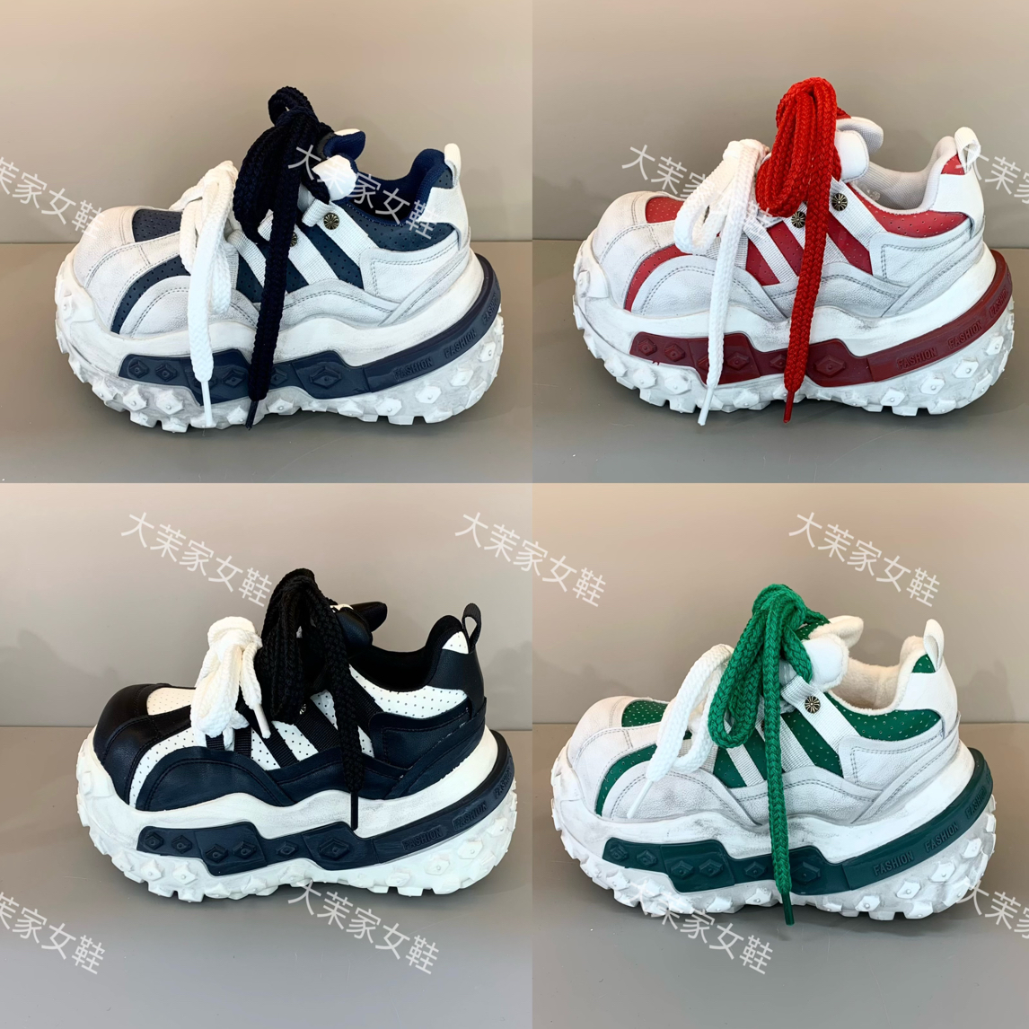 新款卡皮巴拉全皮面超轻太空舱底时尚休闲老爹鞋