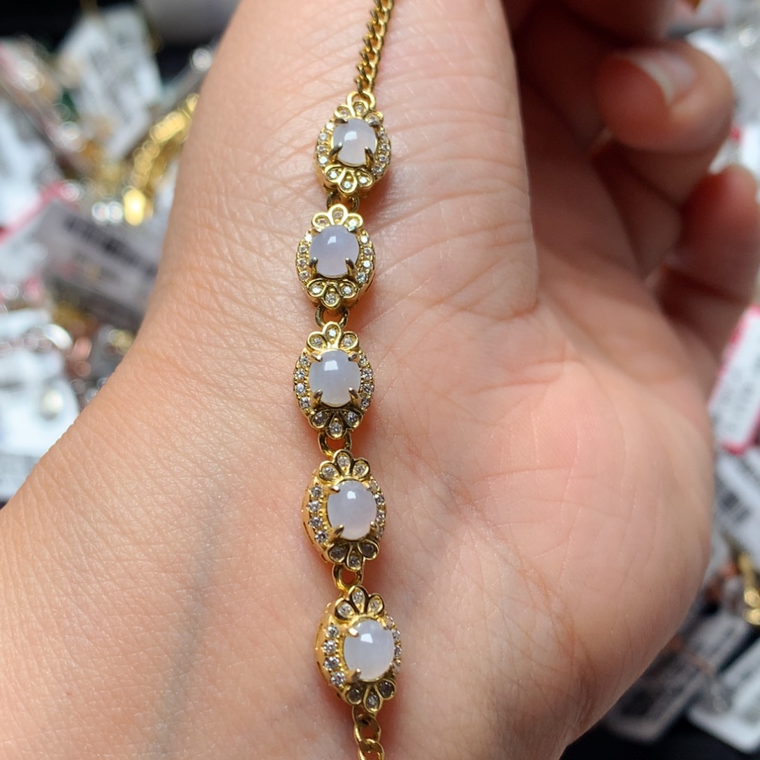 翡翠戒指银S925镶嵌天然翡翠手链