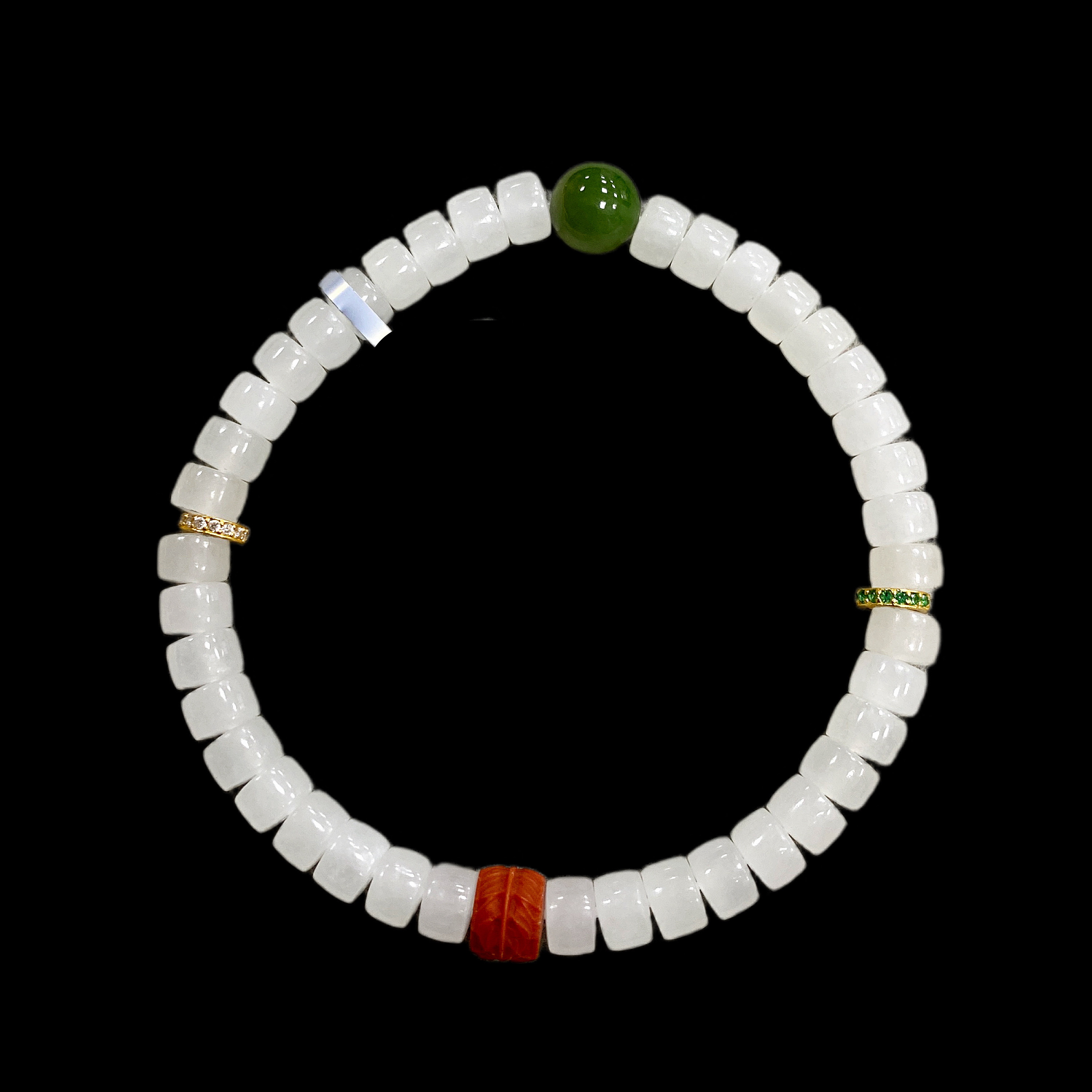 N3808和田玉手串多样性发一