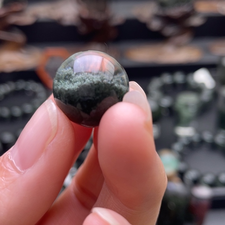 不***班水晶银S925镶嵌颈饰绿幽灵聚宝盆单珠定制不退换