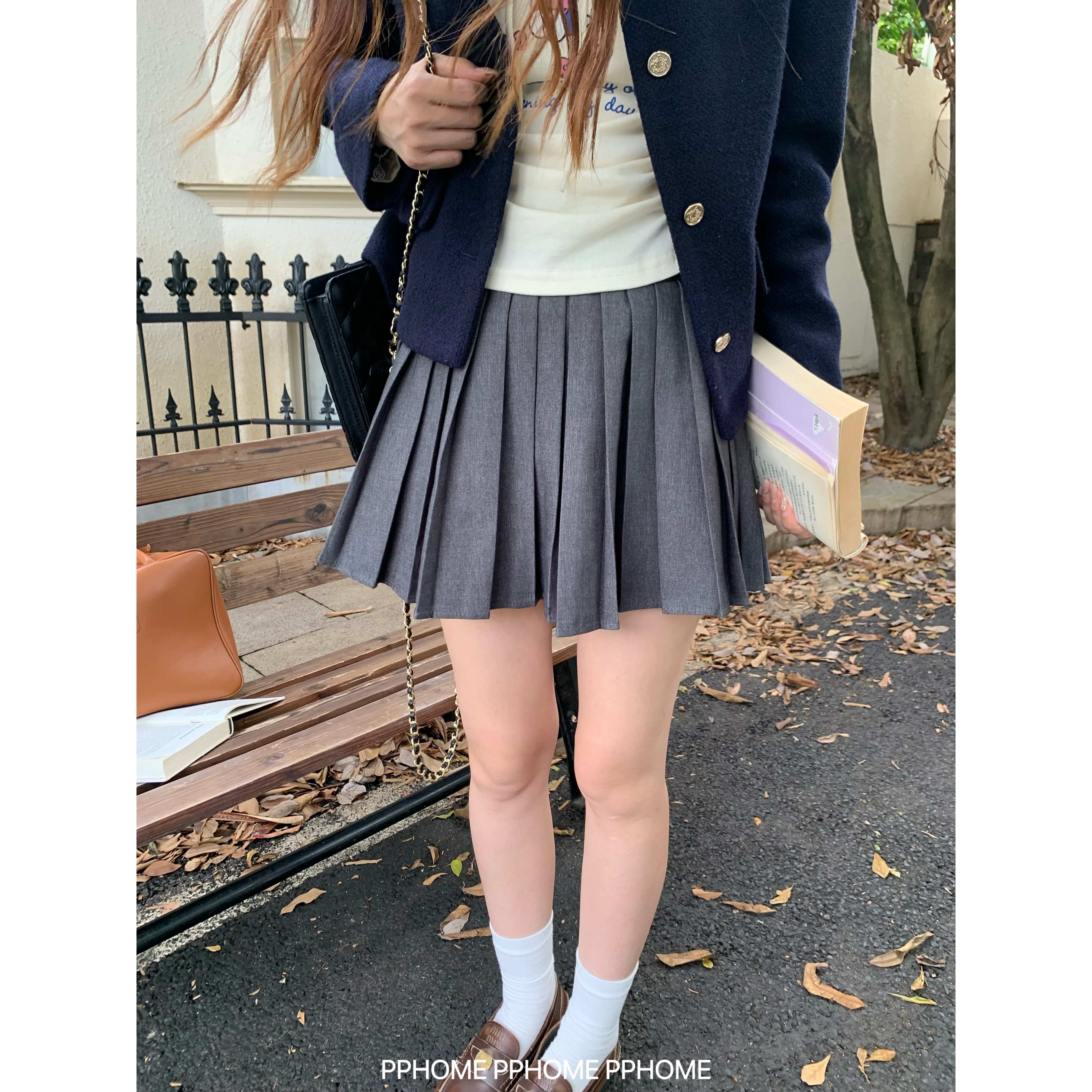 百褶短裙 厚西装百褶裙高腰A字半身裙早秋显瘦短裙女