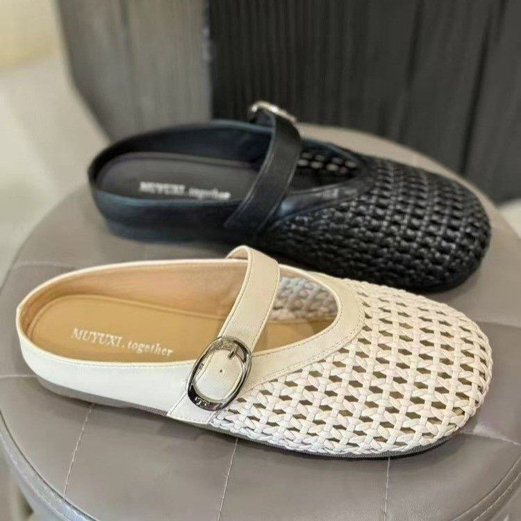 YG镂空平底百搭软底拖鞋女2025新款春夏女款外穿拖鞋包头拖鞋半拖