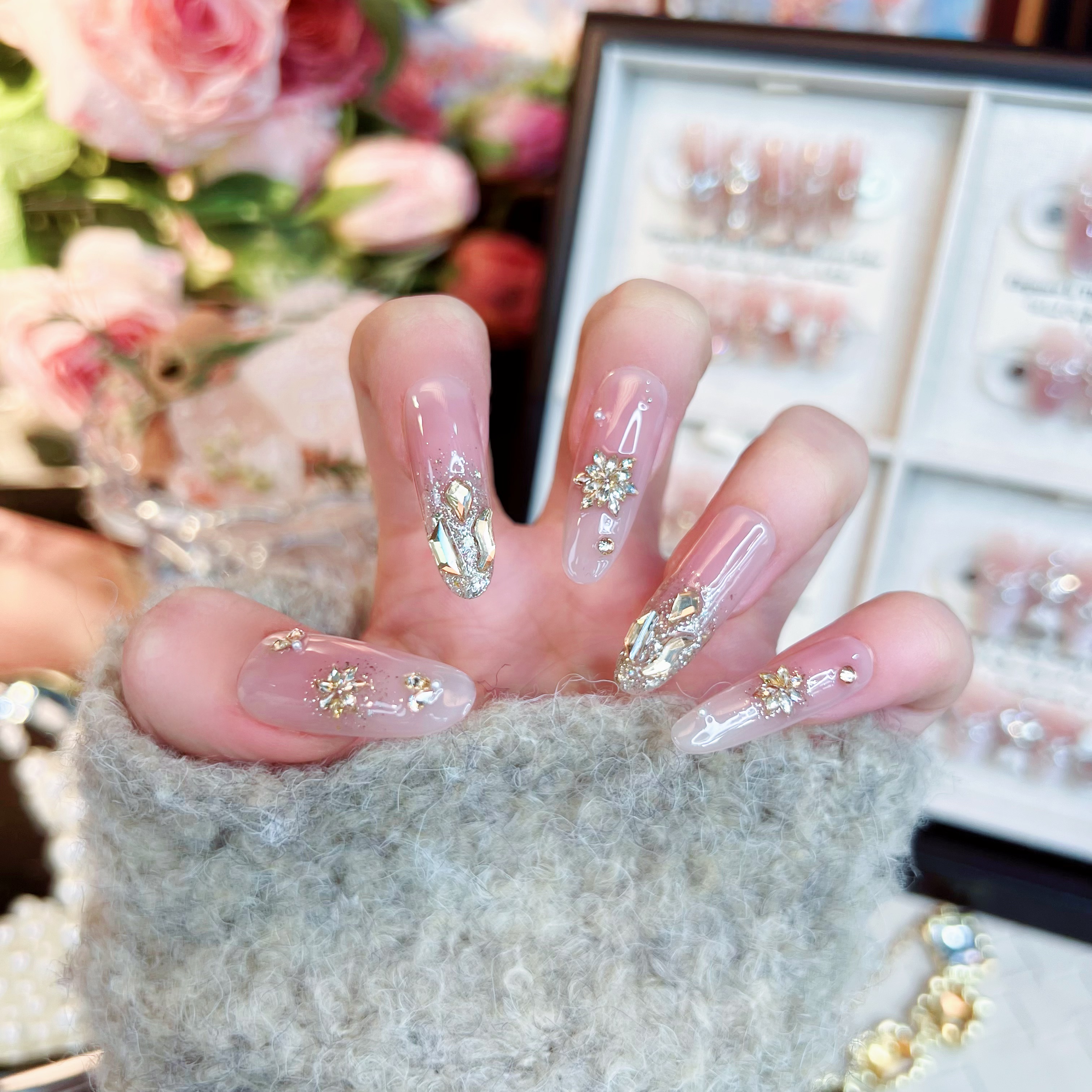 【金沙星芒】显白渐变猫眼碎钻纯手工穿戴甲穿戴光疗甲秋冬必备爆款