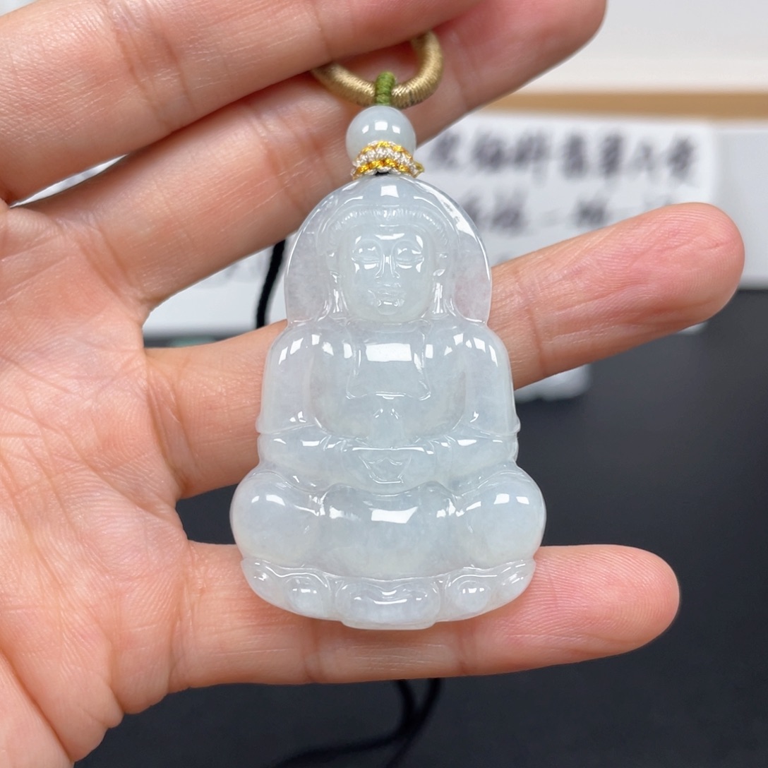 翡翠颈饰未镶嵌用****8天然翡翠A货观音78号