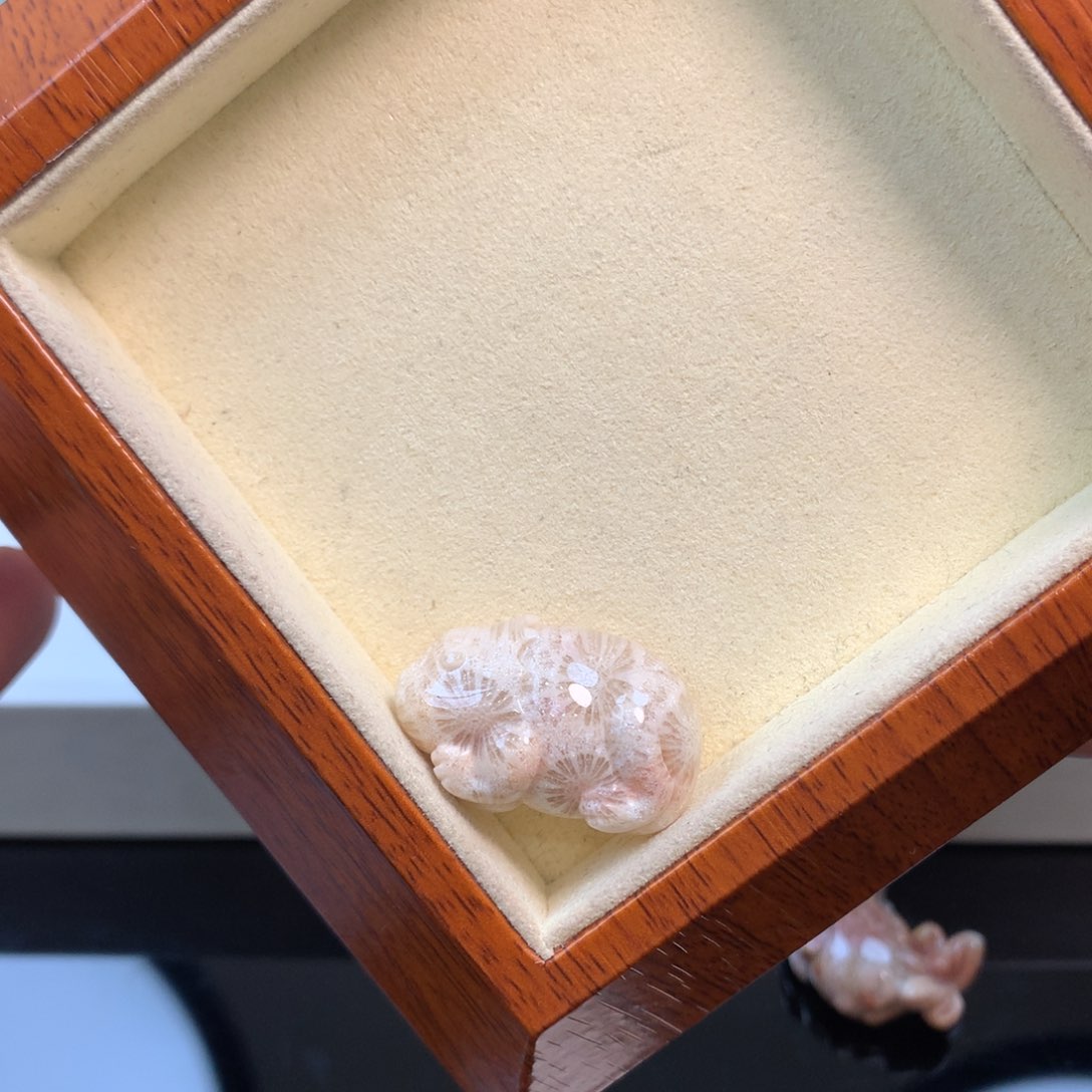 硅化珊瑚（珊瑚玉）颈饰未镶嵌蜥蜴