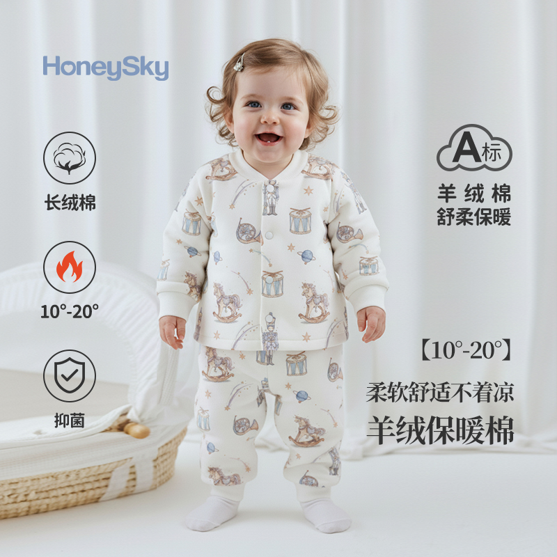 哈尼天空跨年夜套装棉服连体衣宝宝秋冬衣服外出棉服加厚爬服