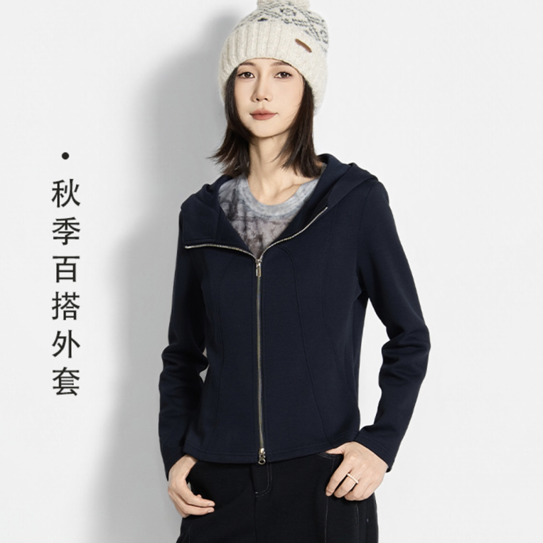 430677拉链连帽秋季修身型运动外套