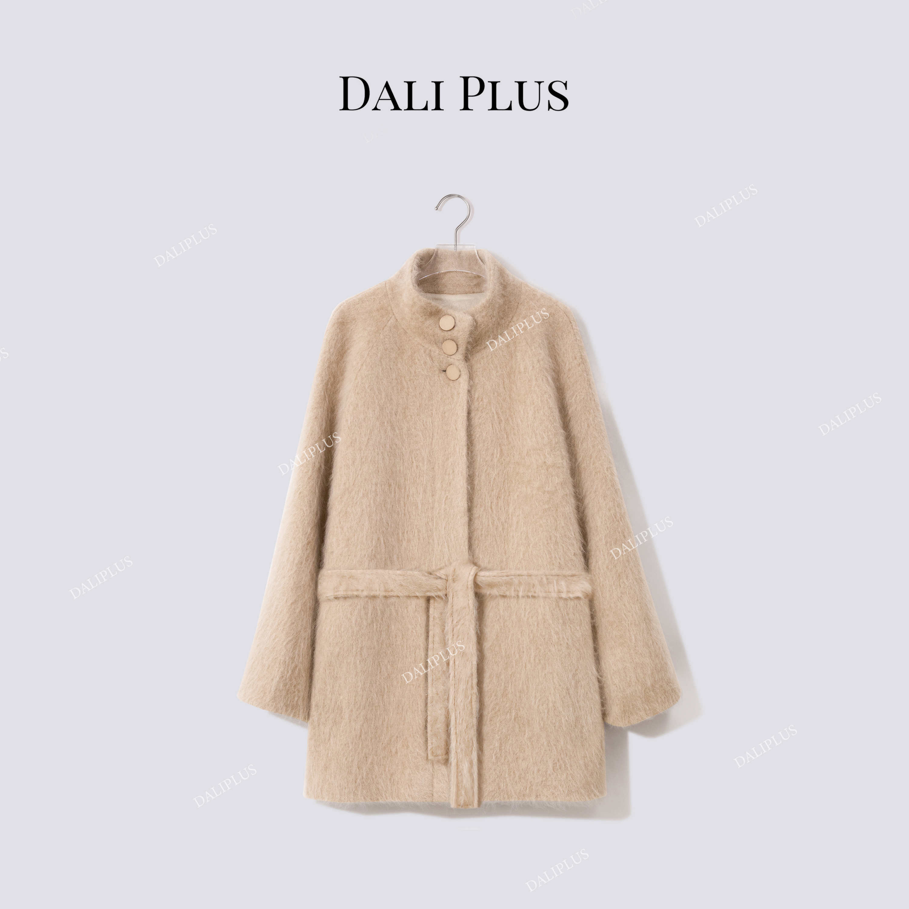 DALI PLUS“蚕丝羊绒拉绒”立领毛呢大衣-D5MM2684