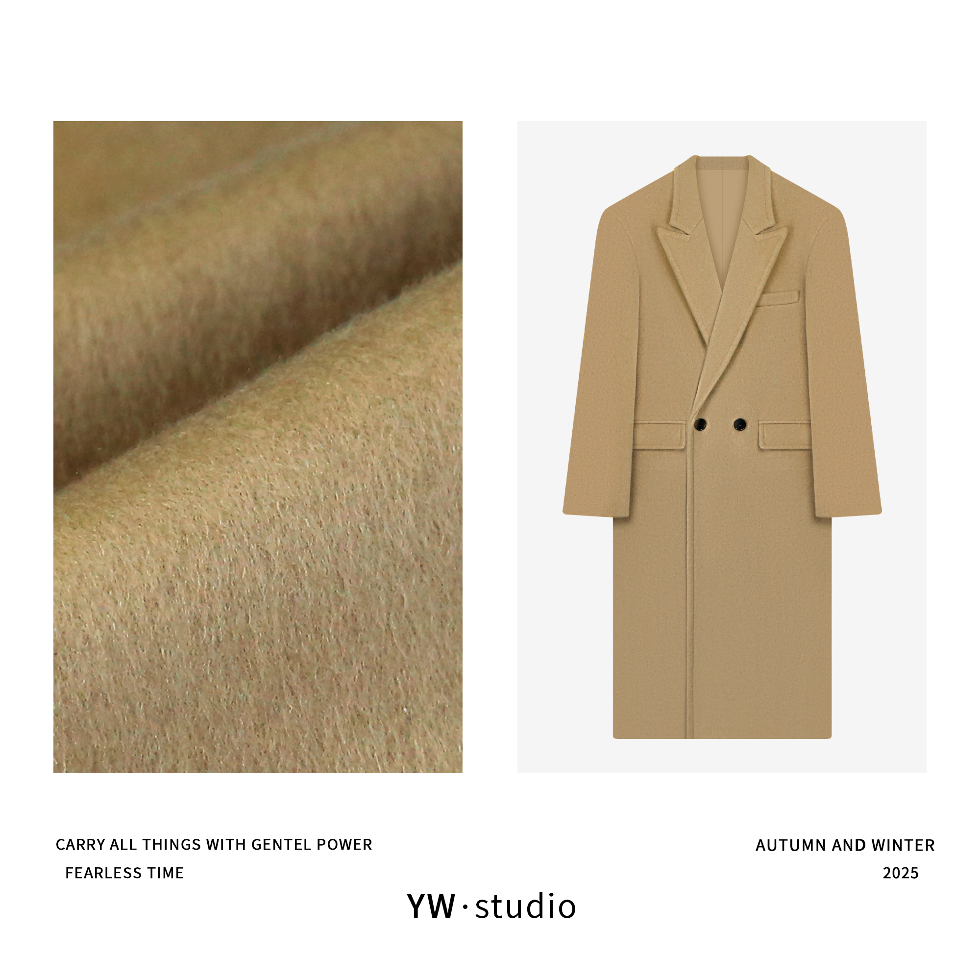  YUWEI/定制 高智感冬季两粒扣画报95%羊毛长大衣 CYPY2425