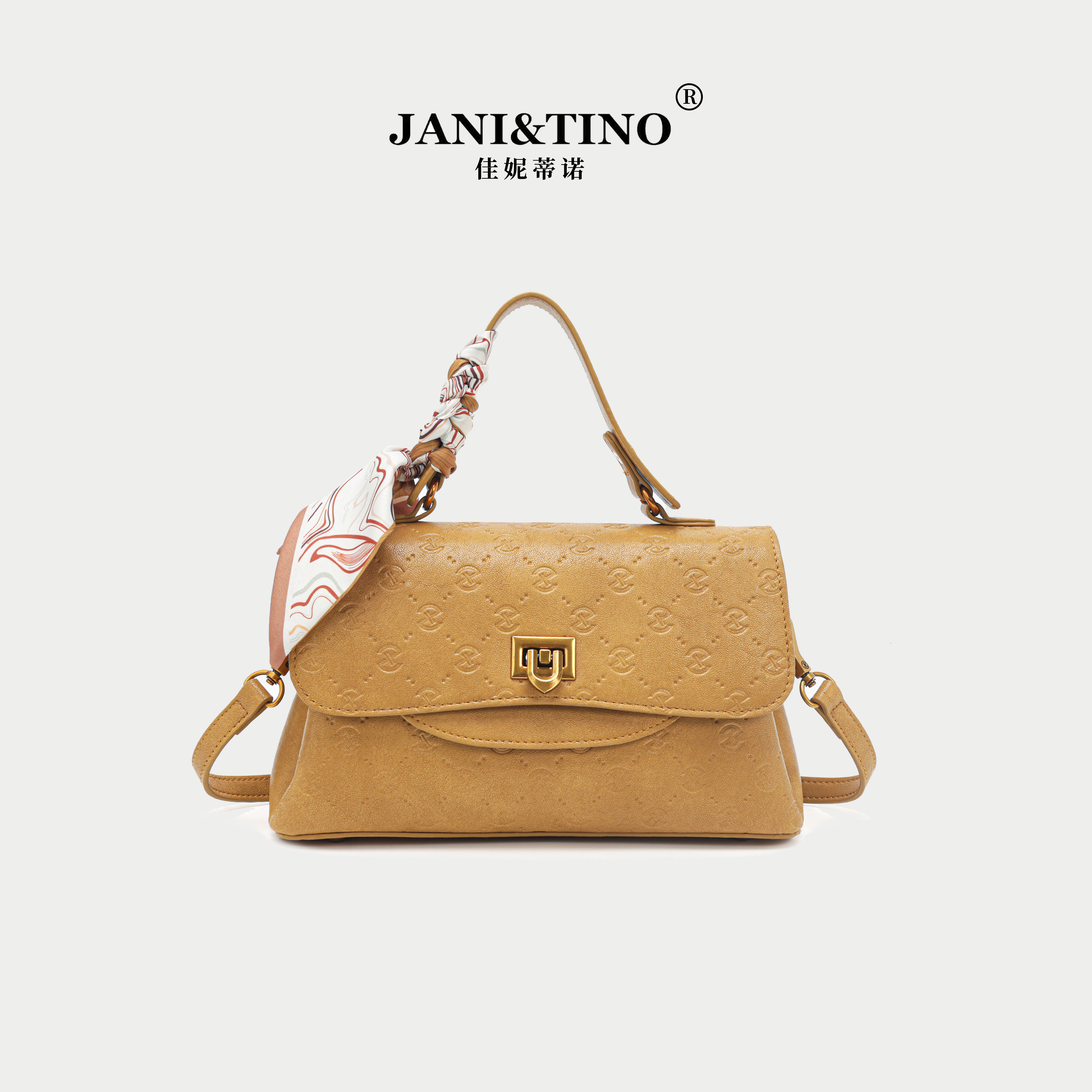 JANITINO/佳妮蒂诺当季新款轻奢时尚百搭手提女士单肩包5078黄